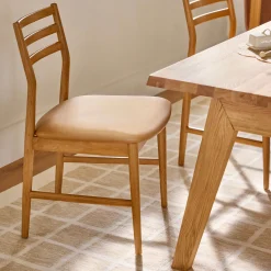 Wosla Leather Dining Chair - Oak and Taos Tan