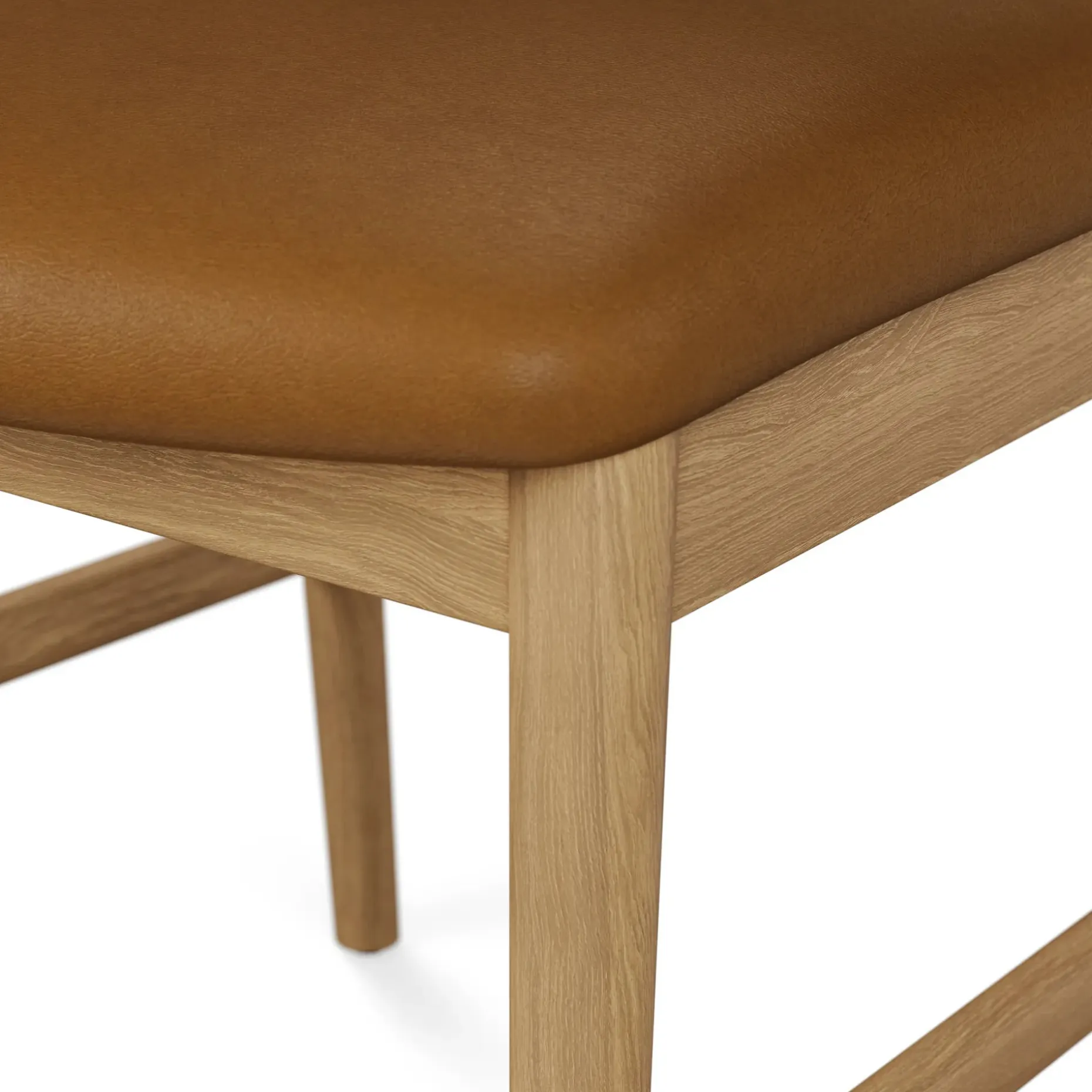 Wosla Leather Dining Chair - Oak and Taos Tan