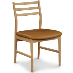 Wosla Leather Dining Chair - Oak and Taos Tan