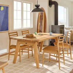 Wosla Leather Dining Chair - Oak and Taos Tan