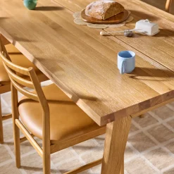 Wosla Leather Dining Chair - Oak and Taos Tan