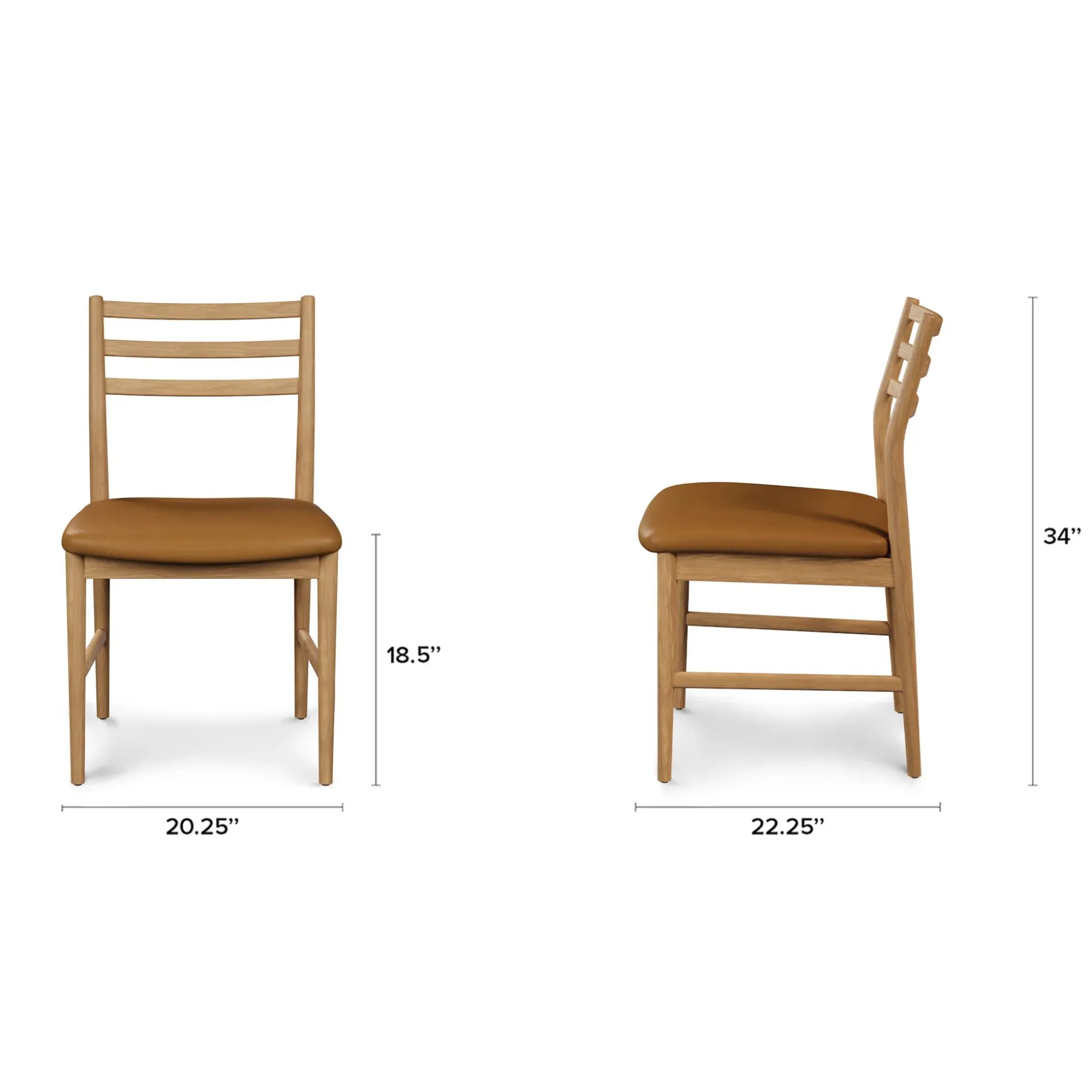 Wosla Leather Dining Chair - Oak and Taos Tan