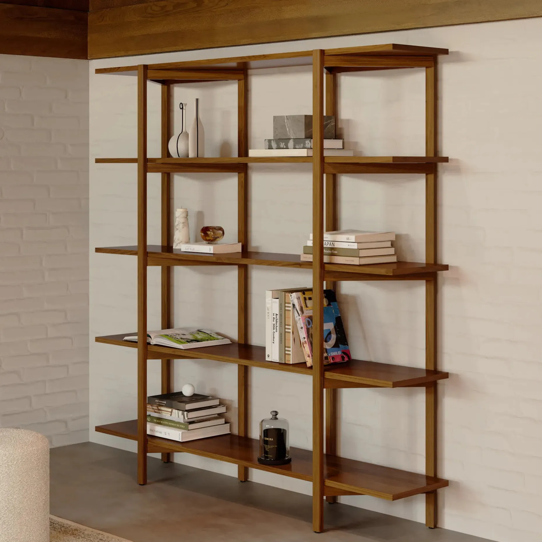 Zander 75" Shelving Unit - Walnut