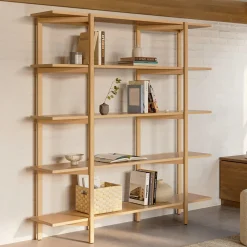 Zander 75" Shelving Unit - White Oak