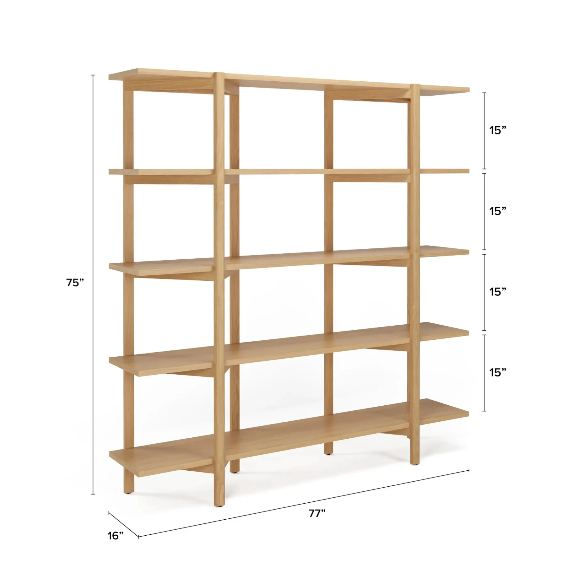 Zander 75" Shelving Unit - White Oak