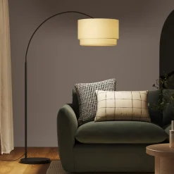 Zebu Large Linen Floor Lamp - Black