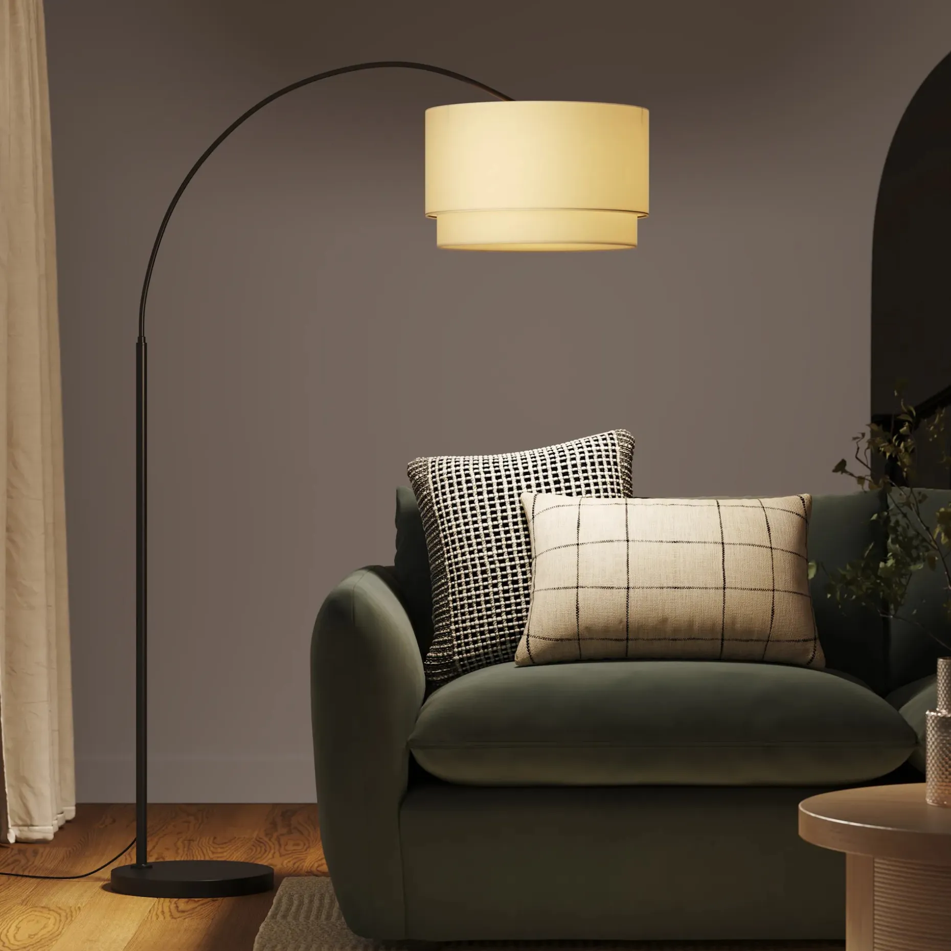 Zebu Large Linen Floor Lamp - Black