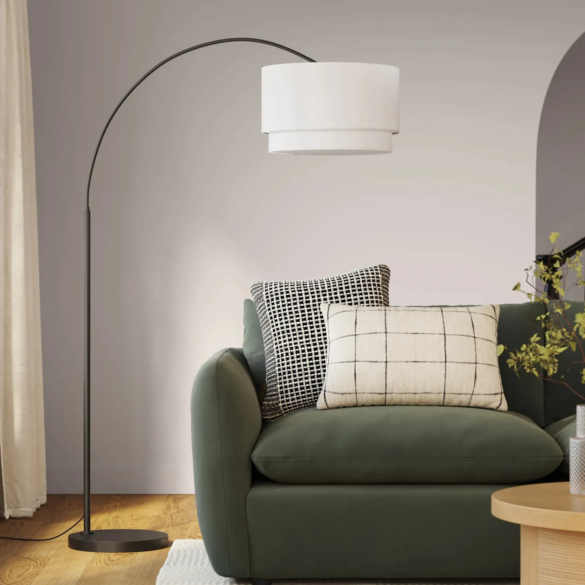 Zebu Large Linen Floor Lamp - Black