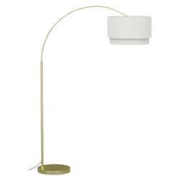 Zebu Large Linen Floor Lamp - Brass