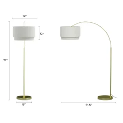 Zebu Large Linen Floor Lamp - Brass
