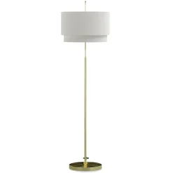 Zebu Large Linen Floor Lamp - Brass