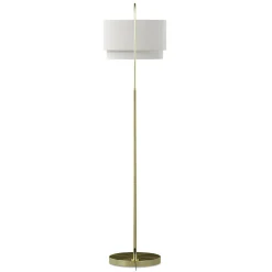 Zebu Large Linen Floor Lamp - Brass