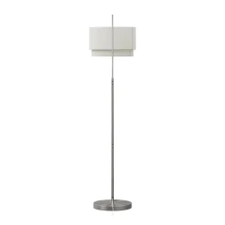 Zebu Large Linen Floor Lamp - Brushed Nickel