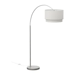 Zebu Large Linen Floor Lamp - Brushed Nickel