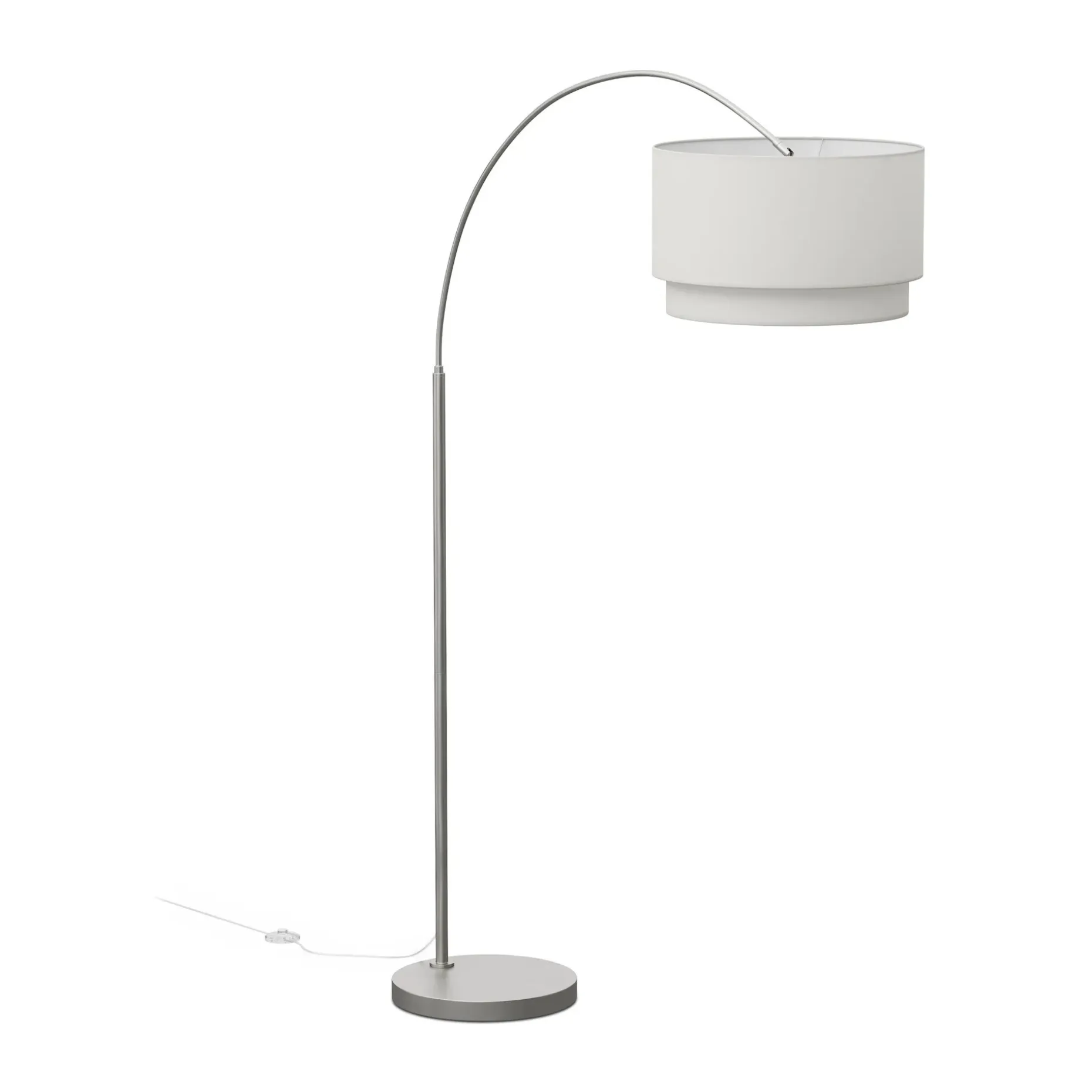 Zebu Large Linen Floor Lamp - Brushed Nickel