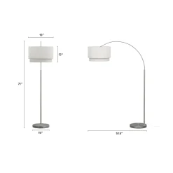 Zebu Large Linen Floor Lamp - Brushed Nickel