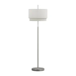 Zebu Large Linen Floor Lamp - Brushed Nickel