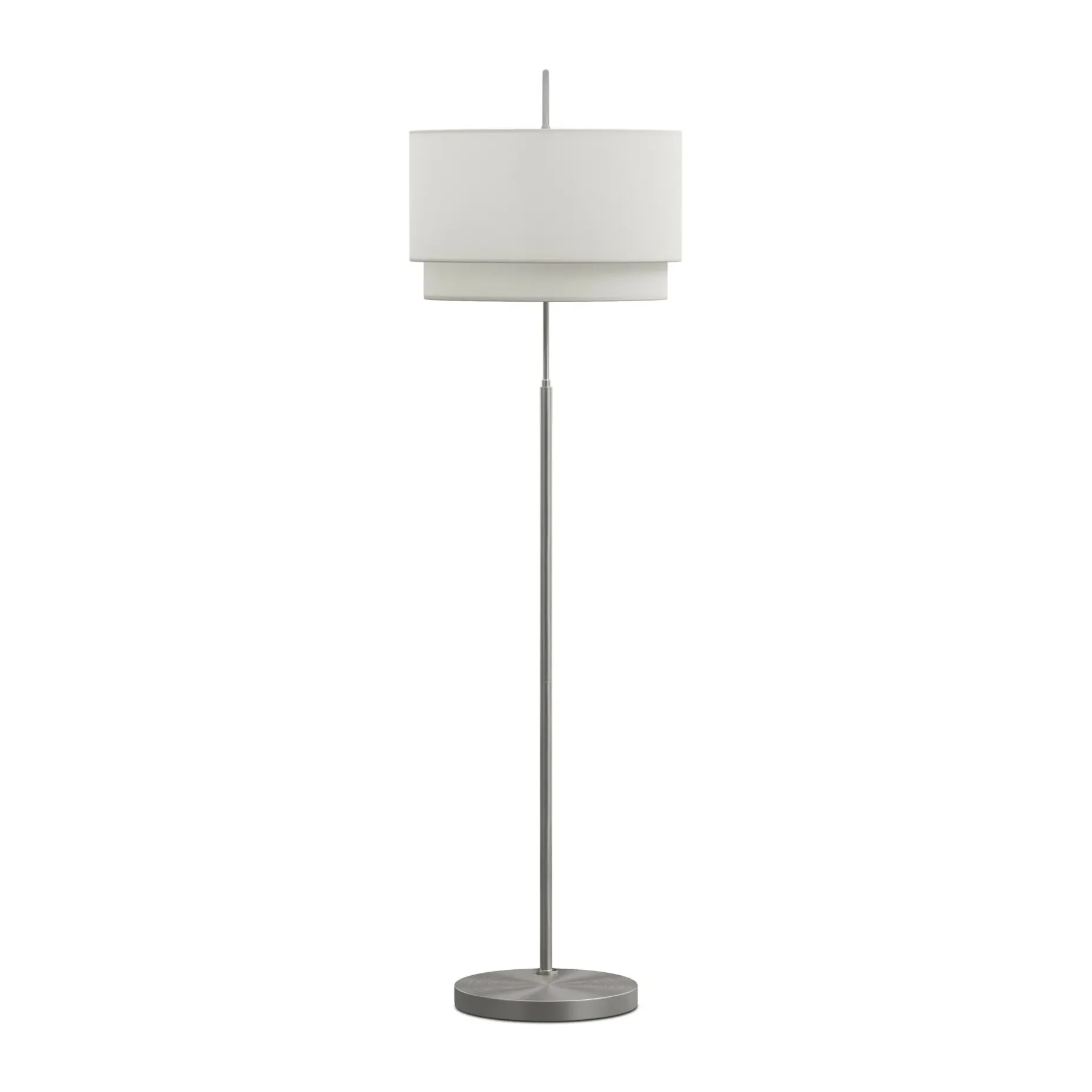 Zebu Large Linen Floor Lamp - Brushed Nickel