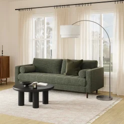 Zebu Large Linen Floor Lamp - Brushed Nickel