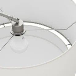 Zebu Large Linen Floor Lamp - Brushed Nickel