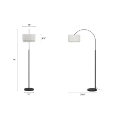 Zebu Small Linen Floor Lamp - Black