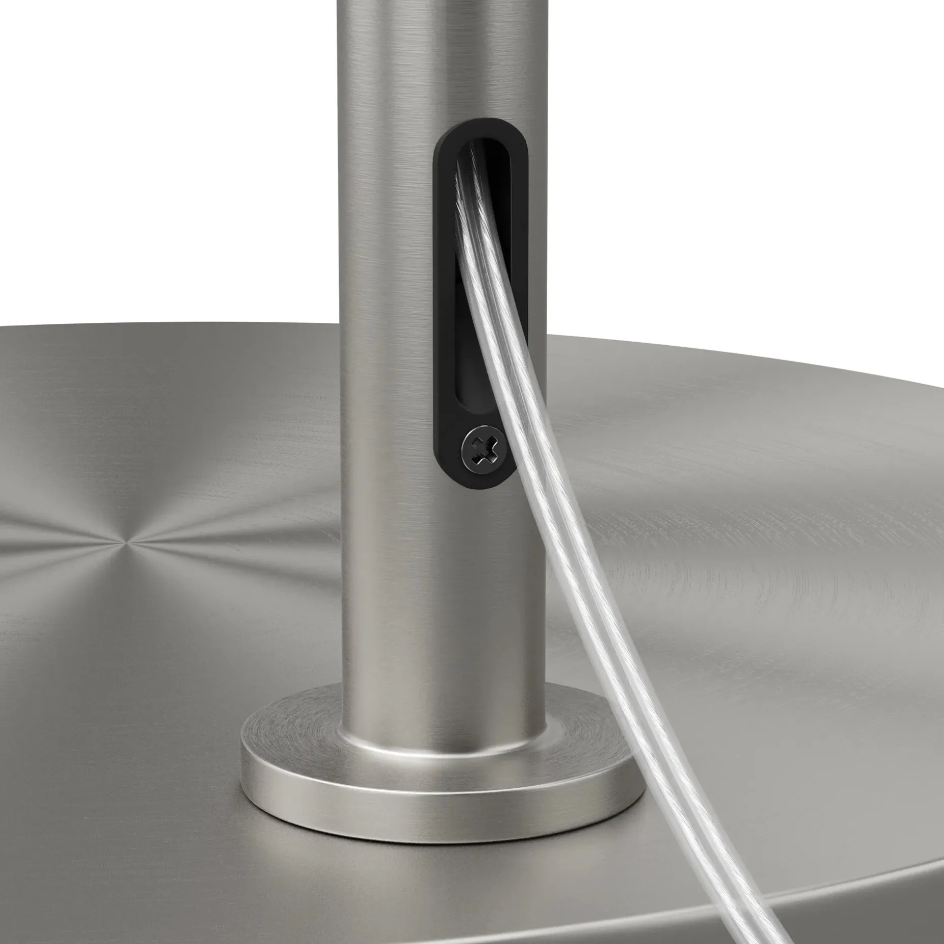 Zebu Small Linen Floor Lamp - Brushed Nickel