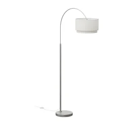 Zebu Small Linen Floor Lamp - Brushed Nickel