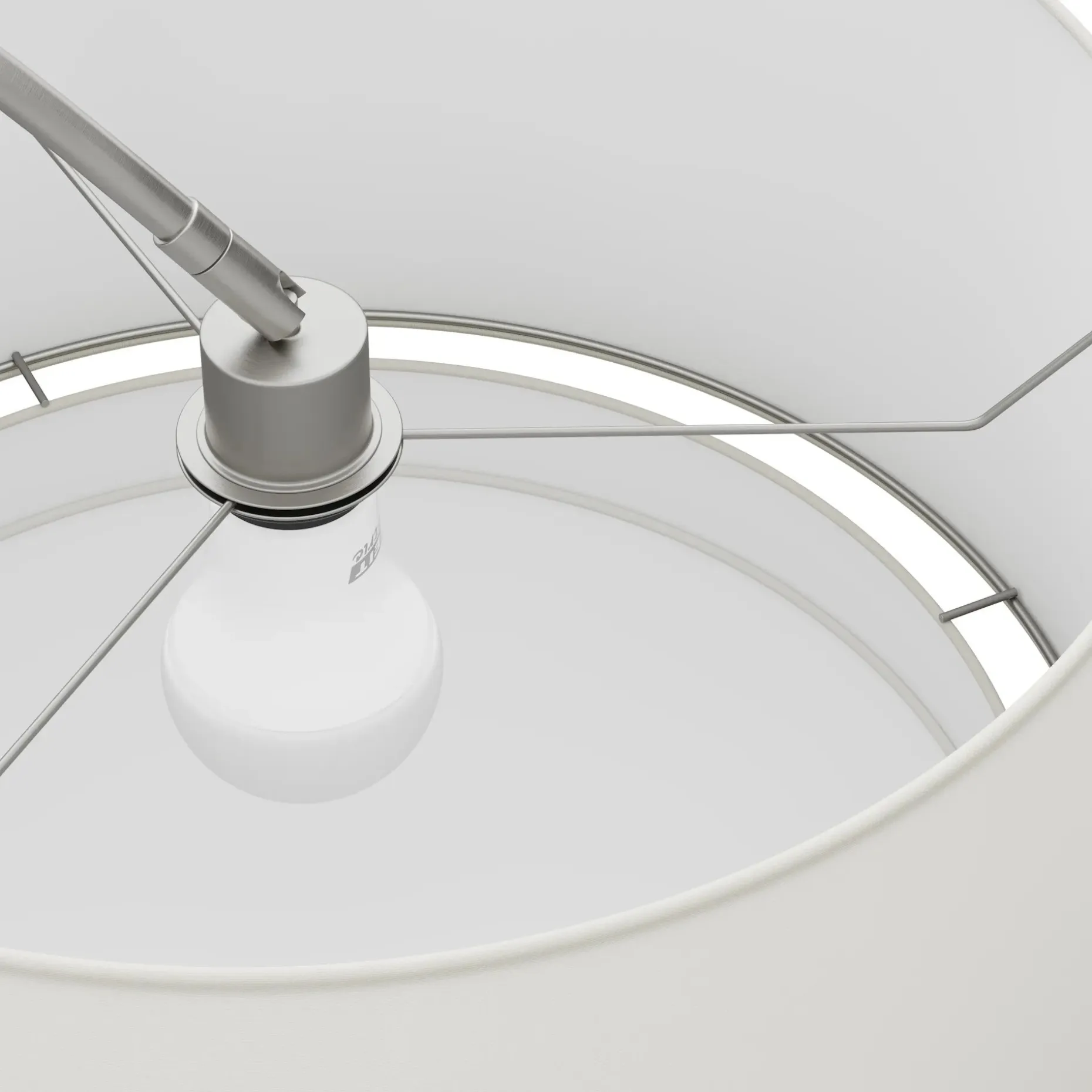 Zebu Small Linen Floor Lamp - Brushed Nickel