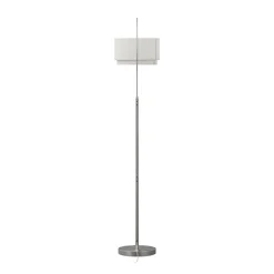 Zebu Small Linen Floor Lamp - Brushed Nickel