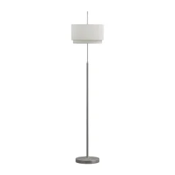 Zebu Small Linen Floor Lamp - Brushed Nickel