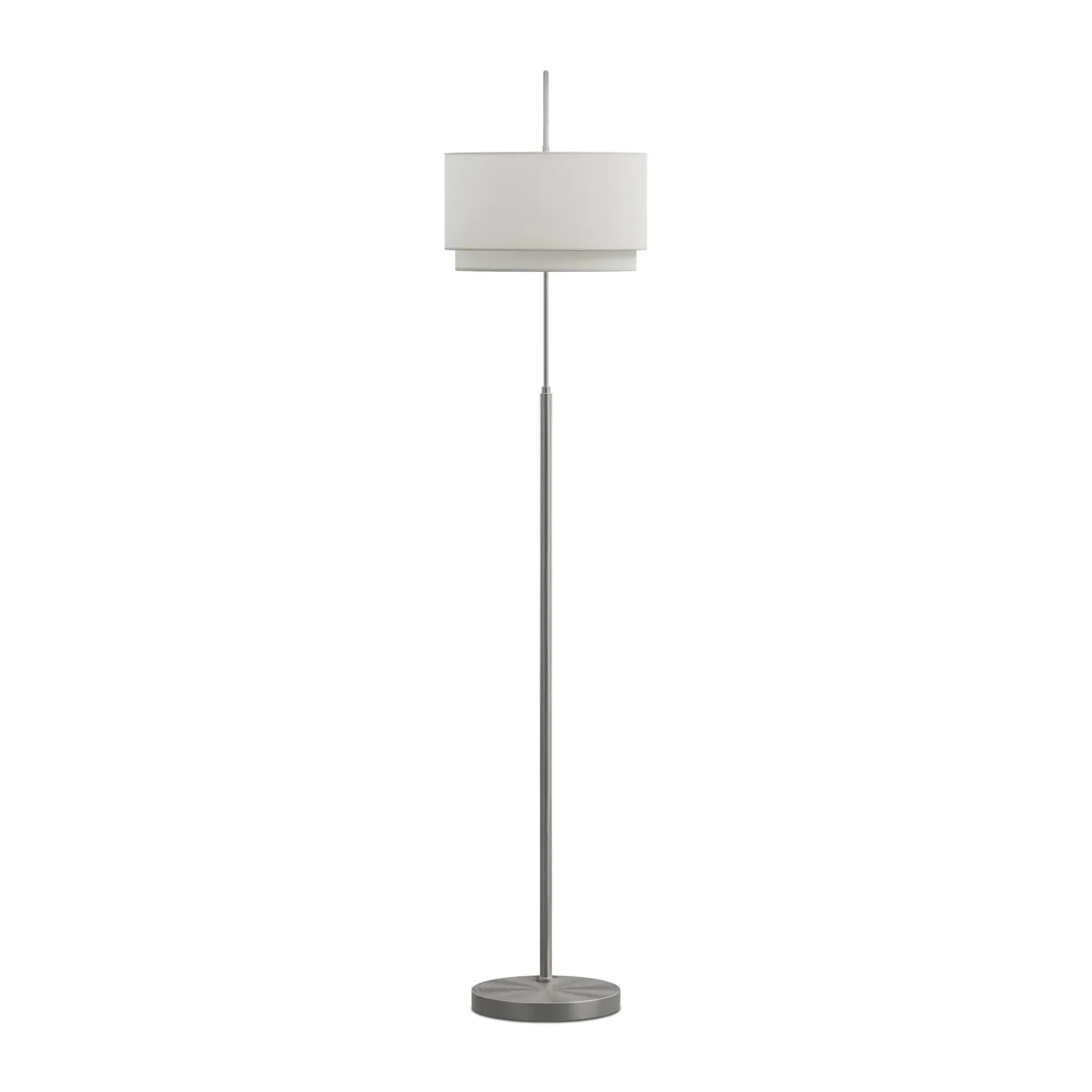 Zebu Small Linen Floor Lamp - Brushed Nickel