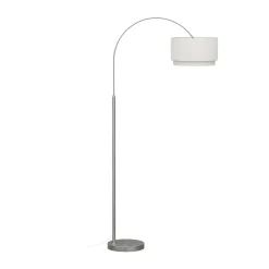 Zebu Small Linen Floor Lamp - Brushed Nickel