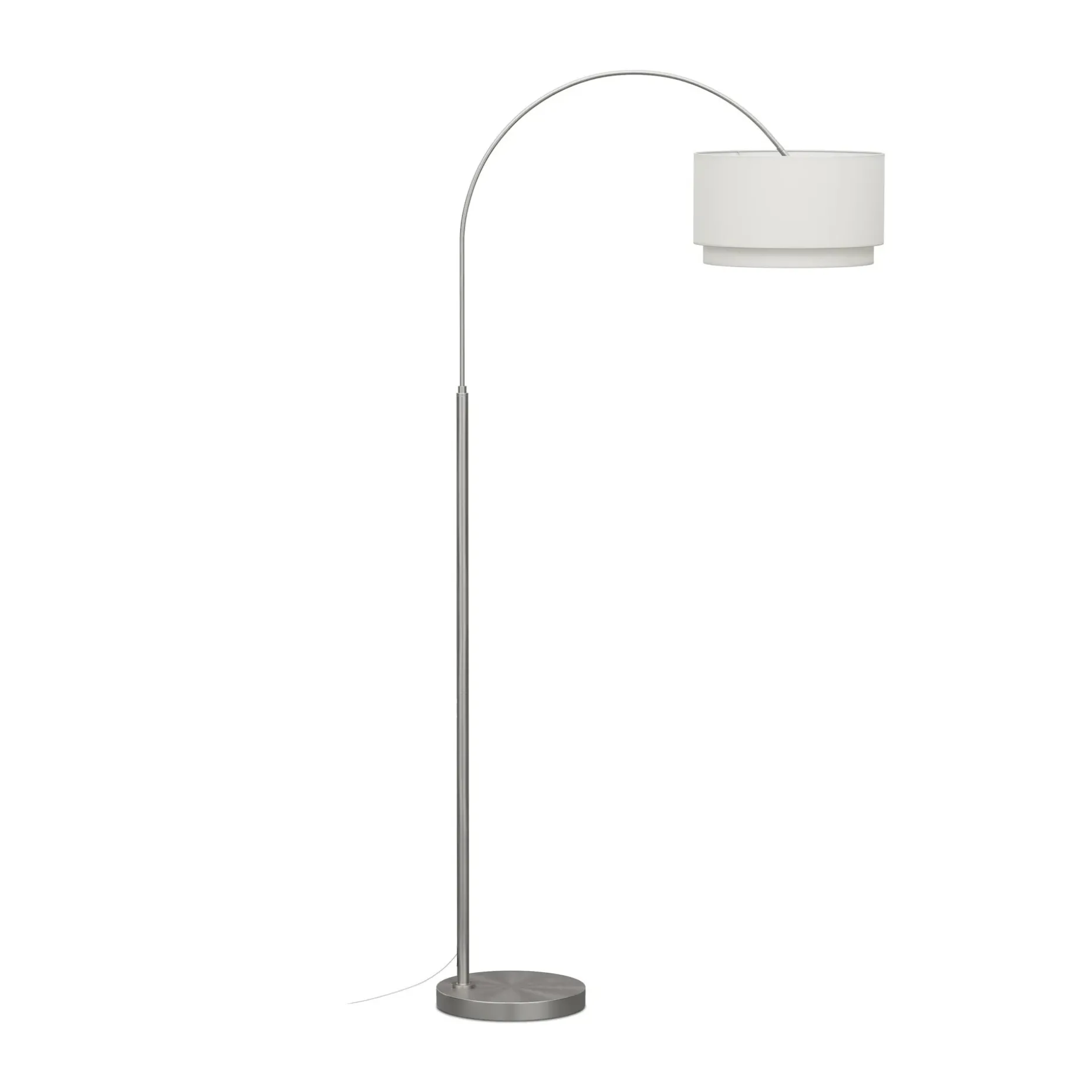 Zebu Small Linen Floor Lamp - Brushed Nickel