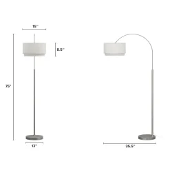 Zebu Small Linen Floor Lamp - Brushed Nickel