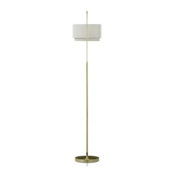 Zebu Small Linen Floor Lamp - Brass