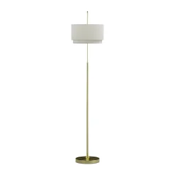 Zebu Small Linen Floor Lamp - Brass