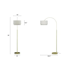 Zebu Small Linen Floor Lamp - Brass