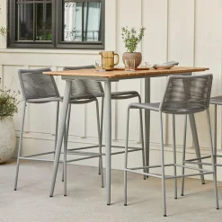 Zina Outdoor Bar Stool - Heathered Gray