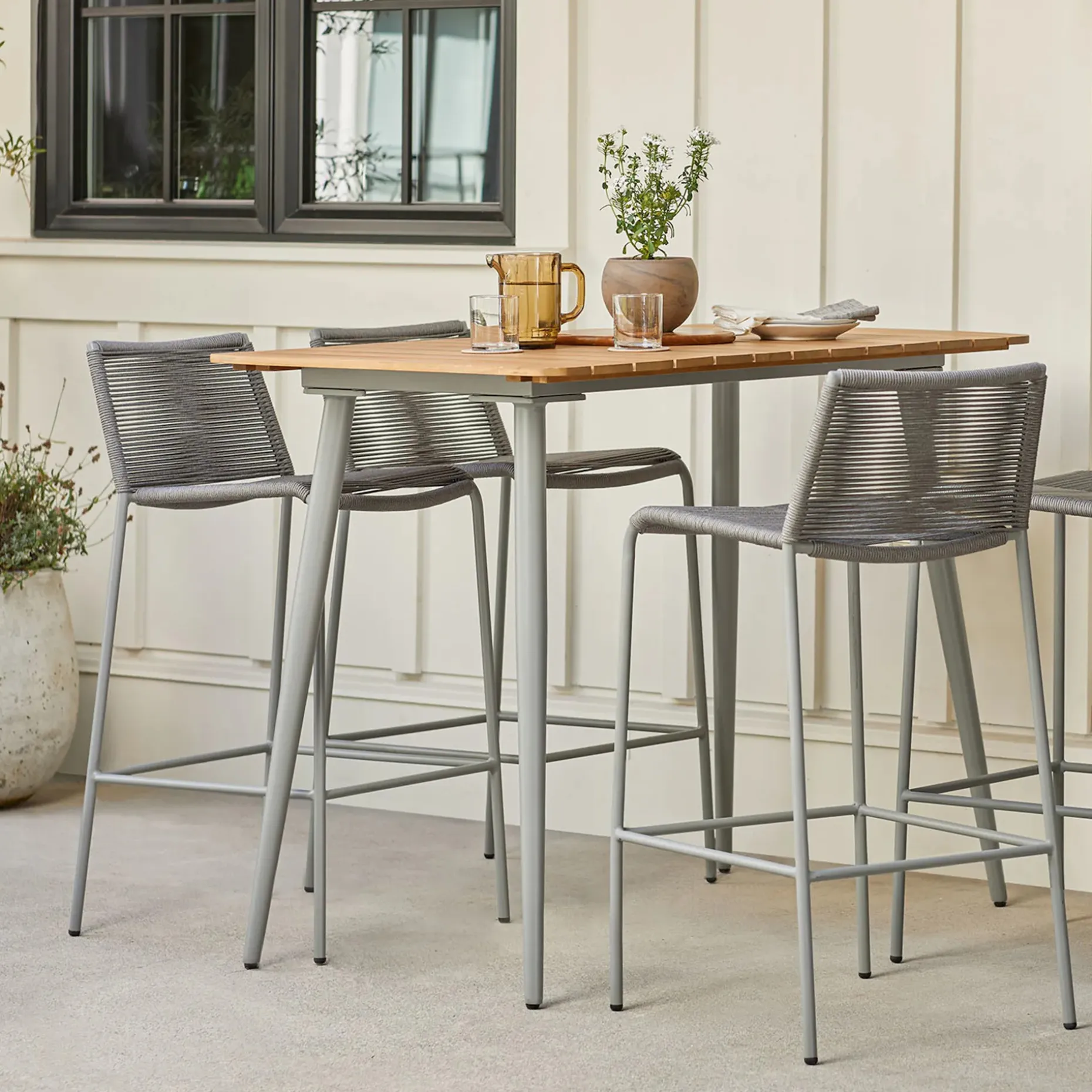 Zina Outdoor Bar Stool - Heathered Gray