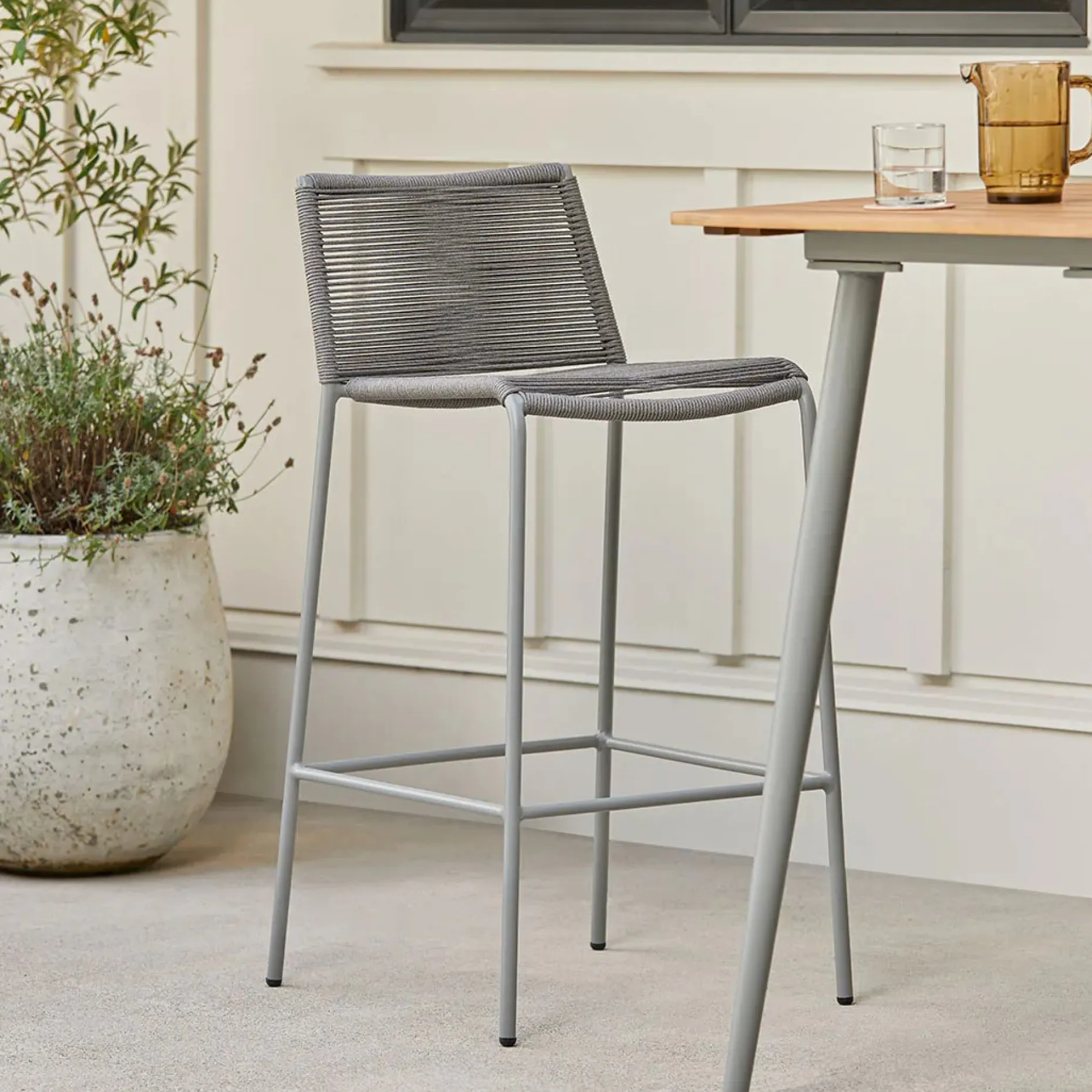 Zina Outdoor Bar Stool - Heathered Gray