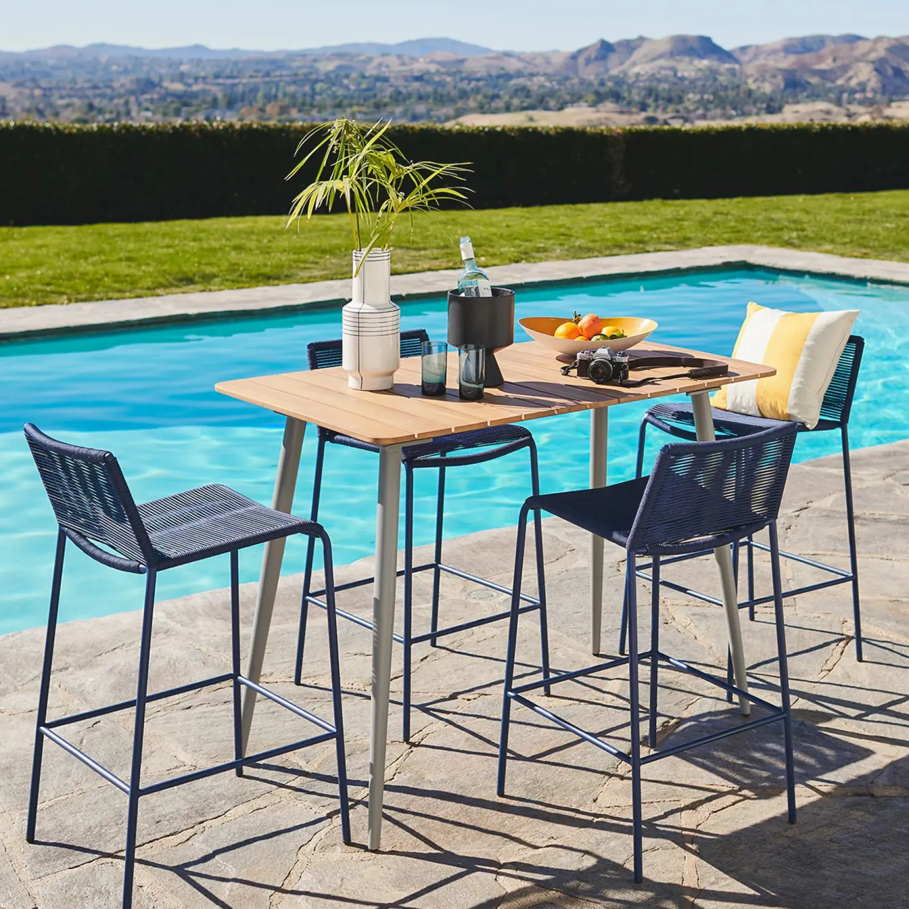 Zina Outdoor Bar Stool - Indigo Blue