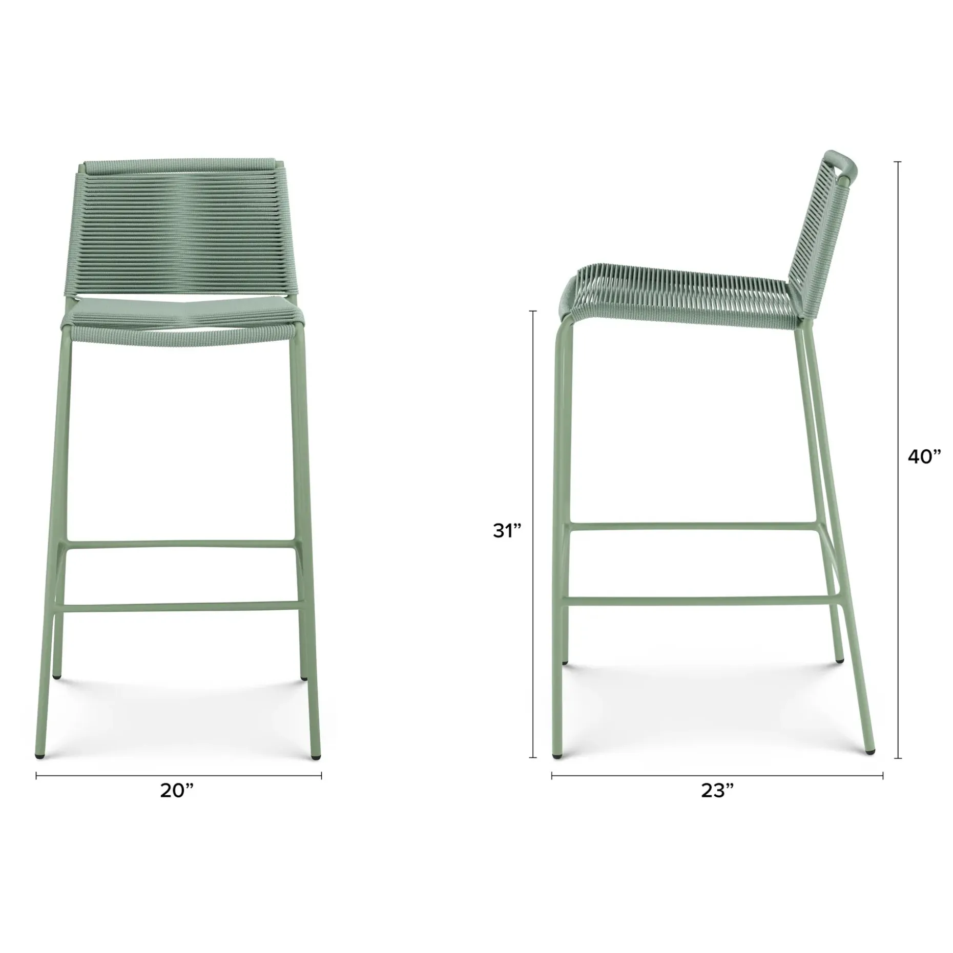 Zina Outdoor Bar Stool - Khaki Green