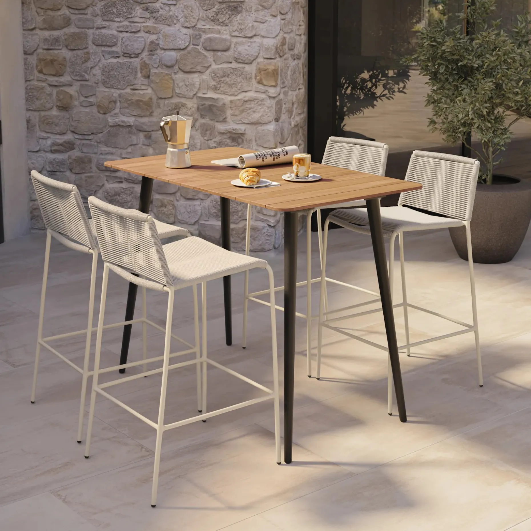 Zina Outdoor Bar Stool - Taupe
