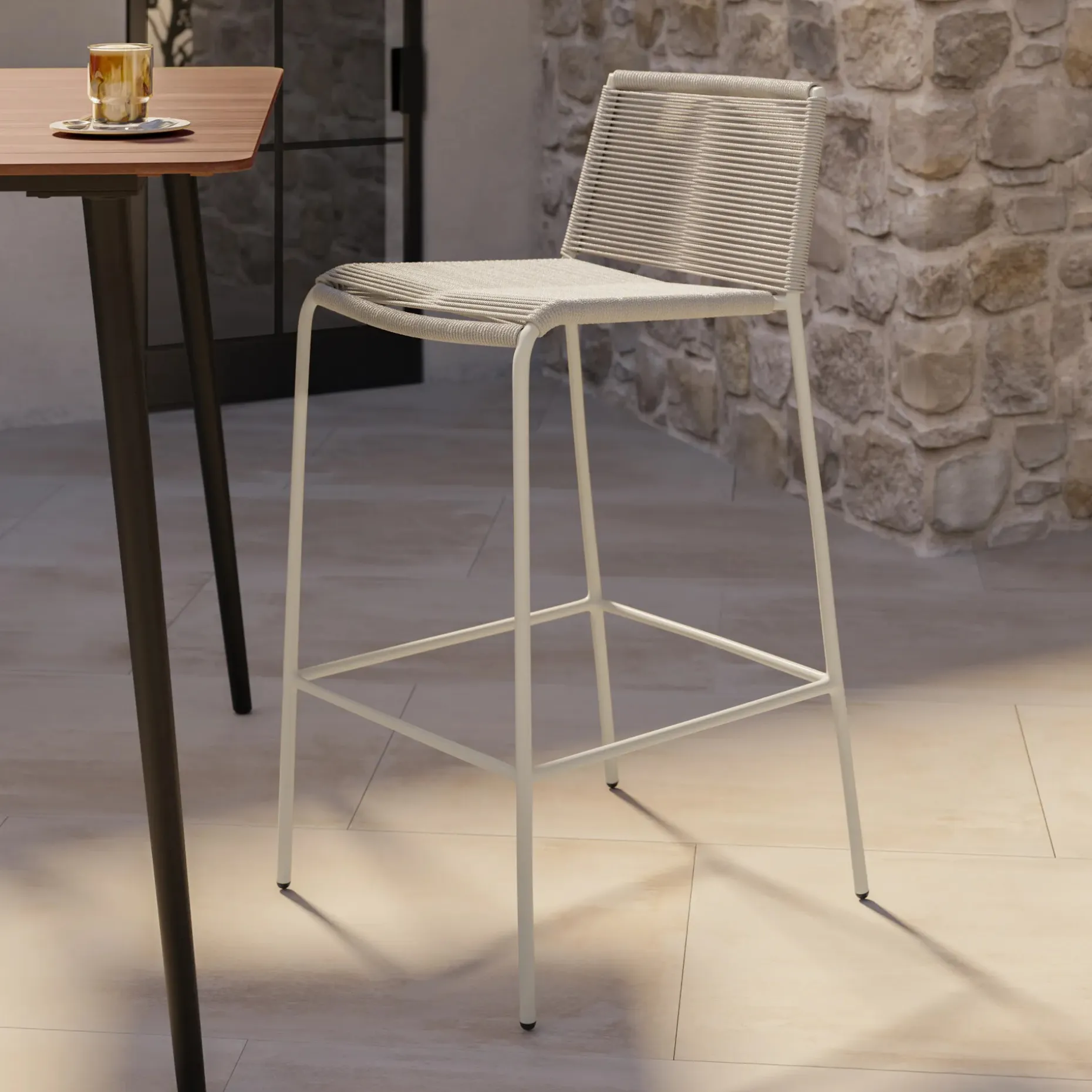 Zina Outdoor Bar Stool - Taupe