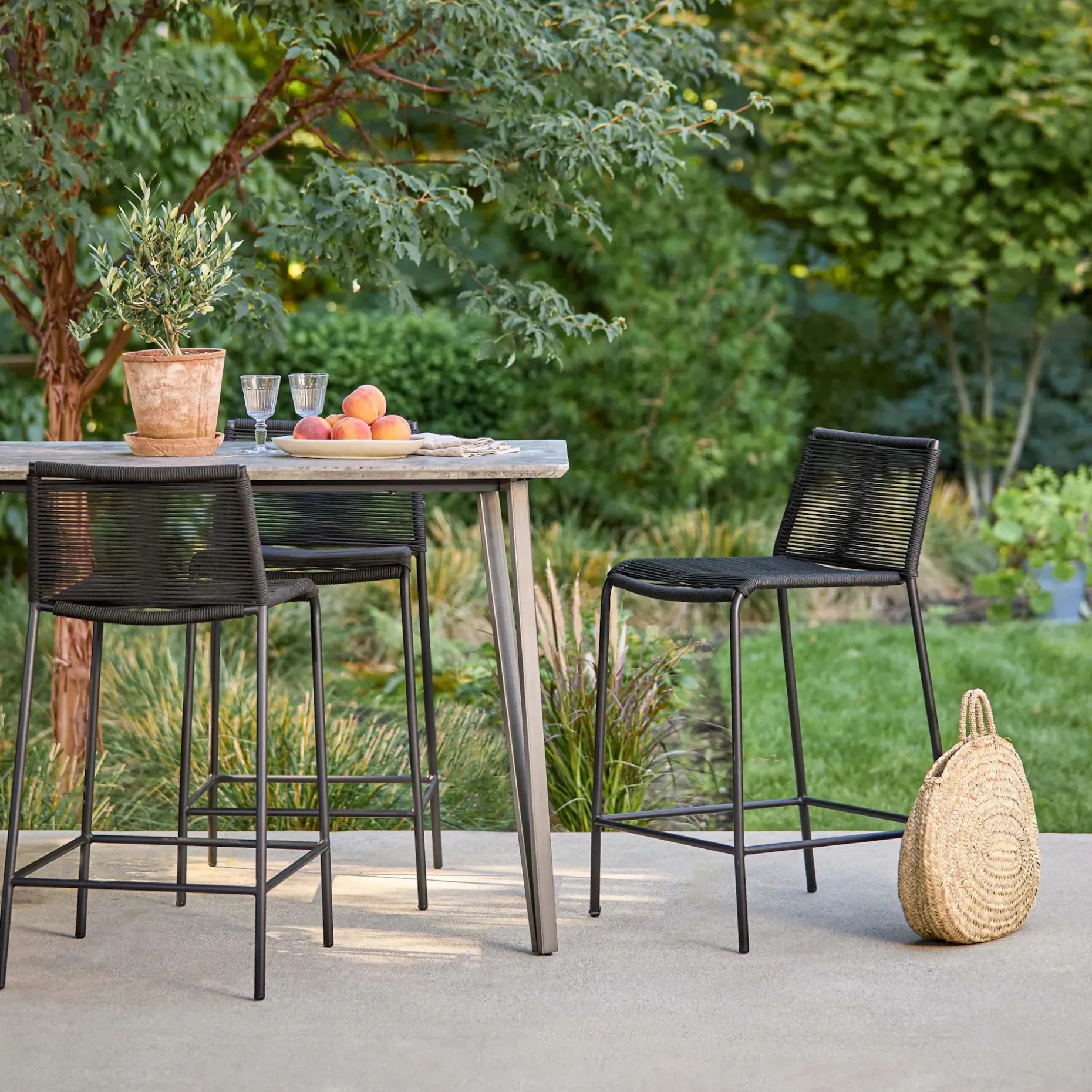 Zina Outdoor Counter Stool - Ember Black