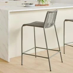 Zina Outdoor Counter Stool - Heathered Gray