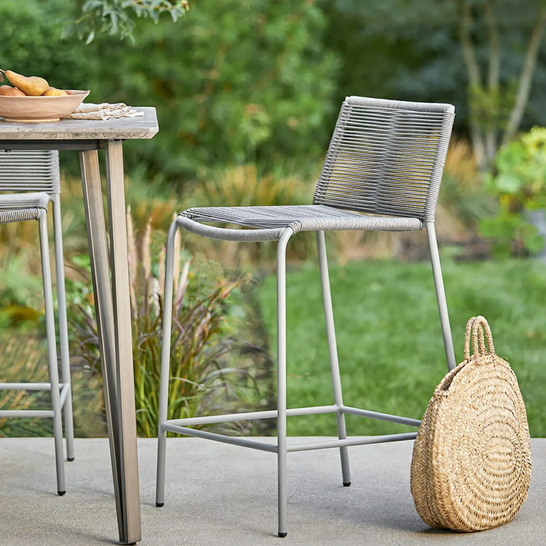 Zina Outdoor Counter Stool - Heathered Gray