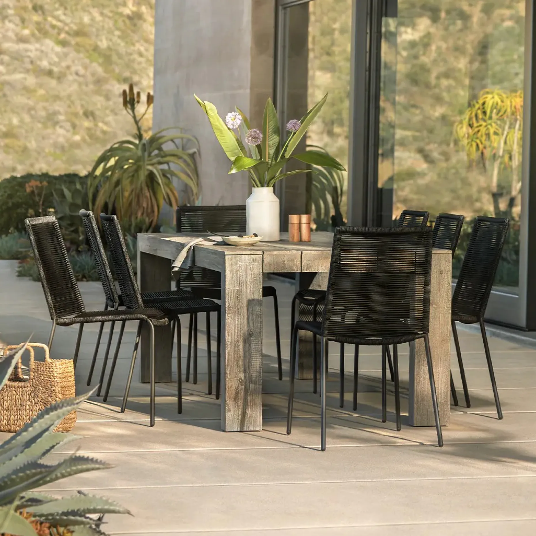 Zina Outdoor Stackable Dining Chair - Ember Black