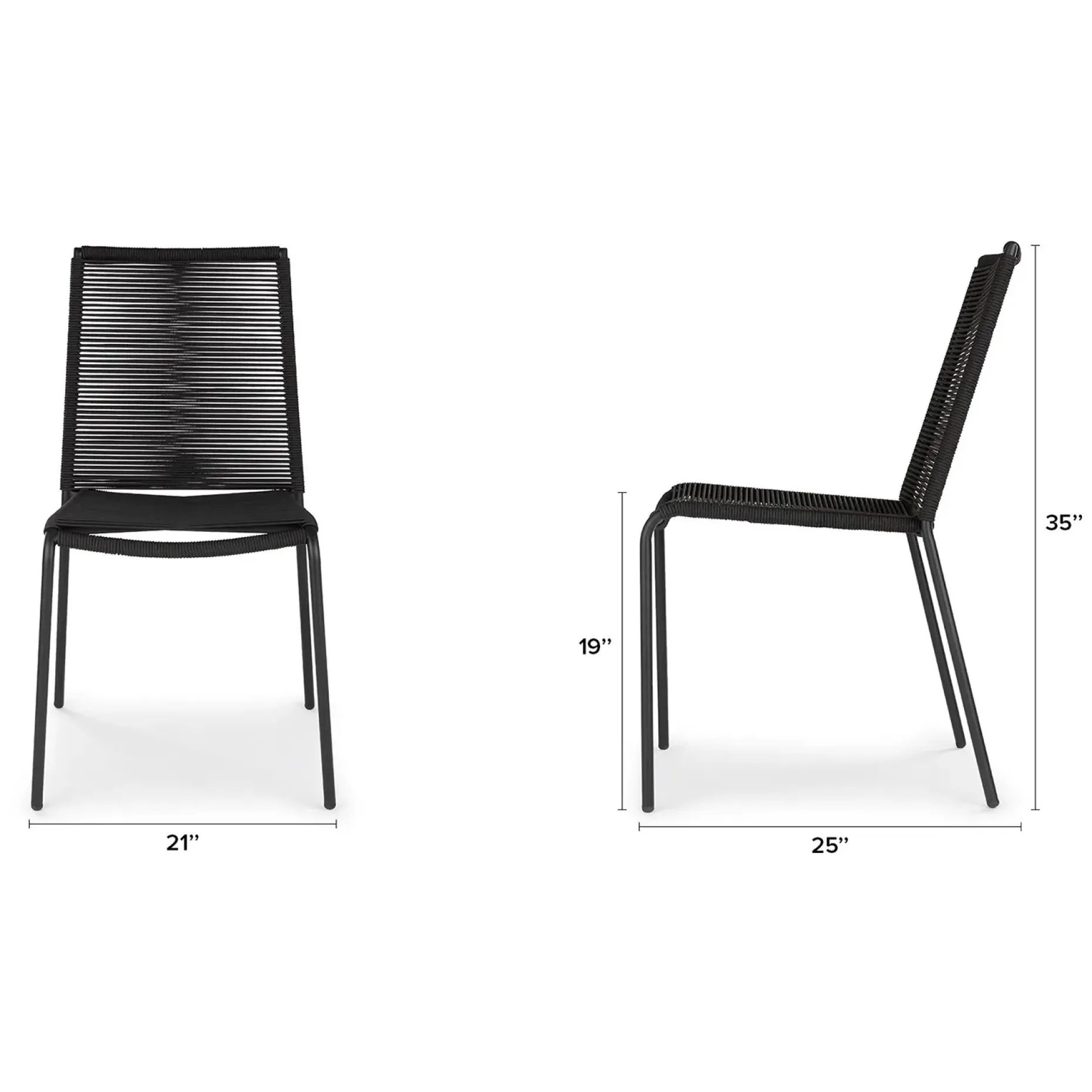 Zina Outdoor Stackable Dining Chair - Ember Black