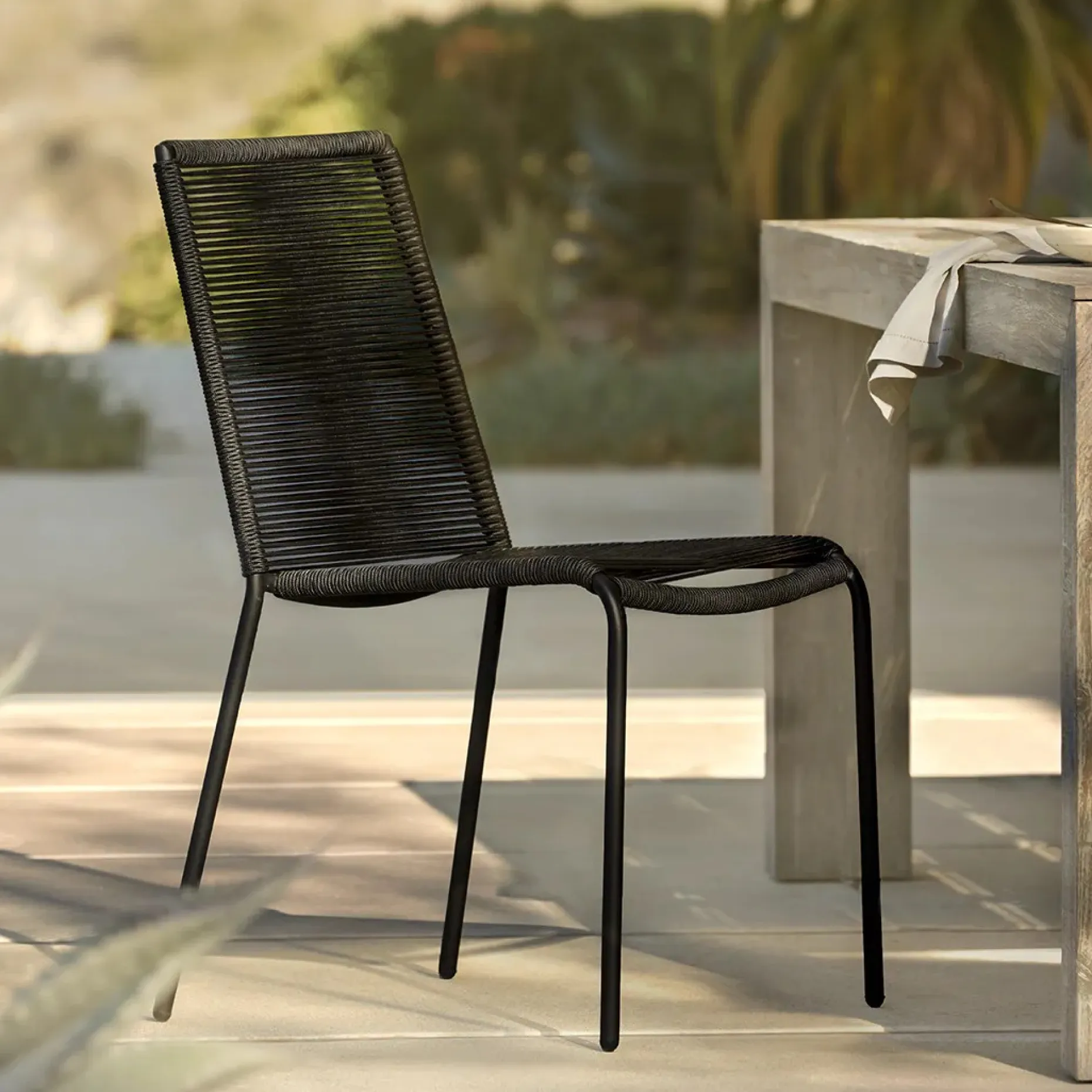 Zina Outdoor Stackable Dining Chair - Ember Black